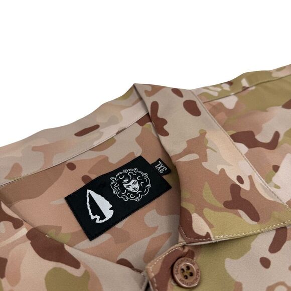 NEW Tachuntfish Men's The Mojito Tropentarn Camo Button Down Shirt Tan/Brown 3XL - Picture 6 of 8